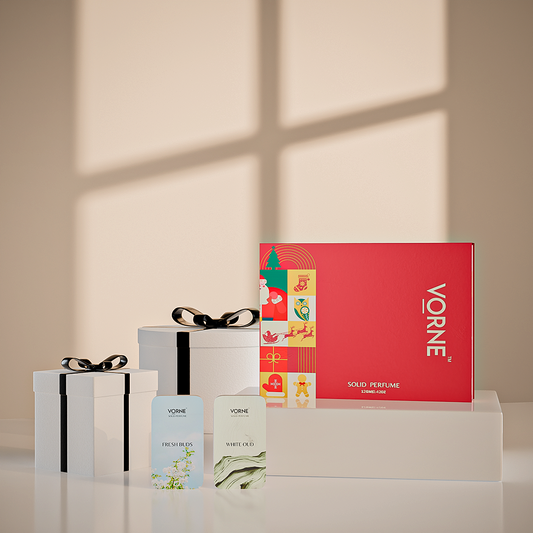 VORNE Fresh Buds & White Oud Solid Perfume Gift Set | Unisex Fragrance Combo (2 x 12g)