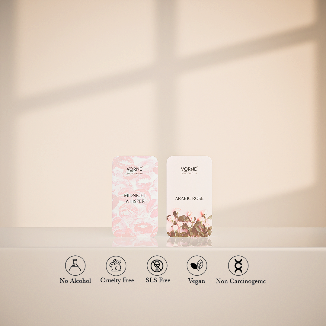 VORNE Midnight Whisper & Arabic Rose Solid Perfume Combo for Women (2 x 12g)