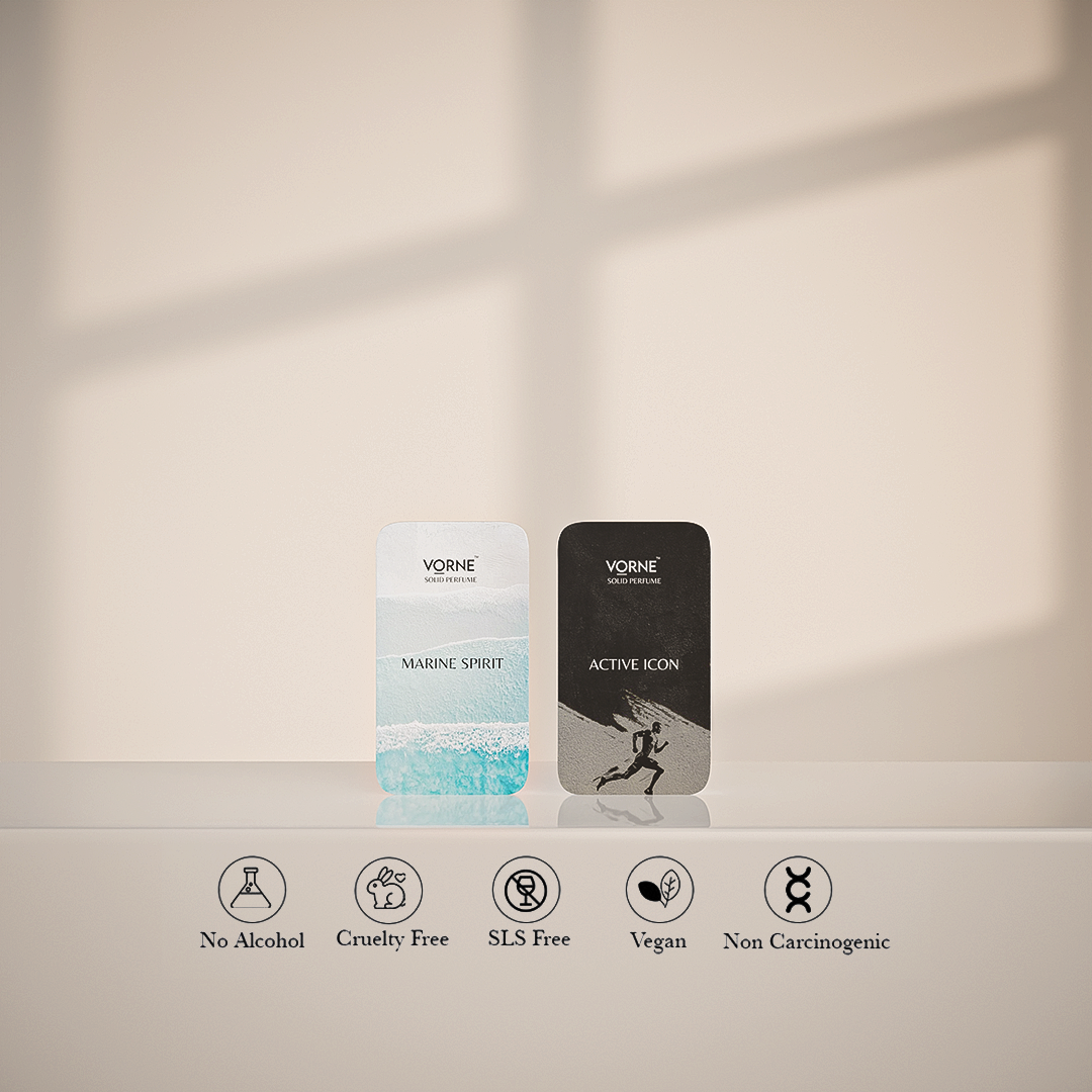 VORNE Marine Spirit & Active Icon Solid Perfume Gift Set for Men | Fragrance Combo (2 x 12g)