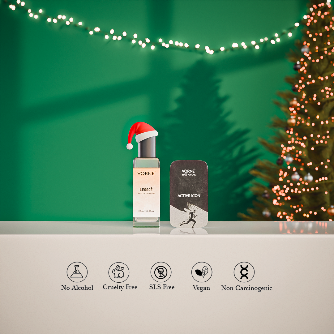 VORNE Legace Eau De Parfum & Active Icon Solid Perfume Combo | Christmas Special Edition for Men (EDP + 12g Solid Perfume)