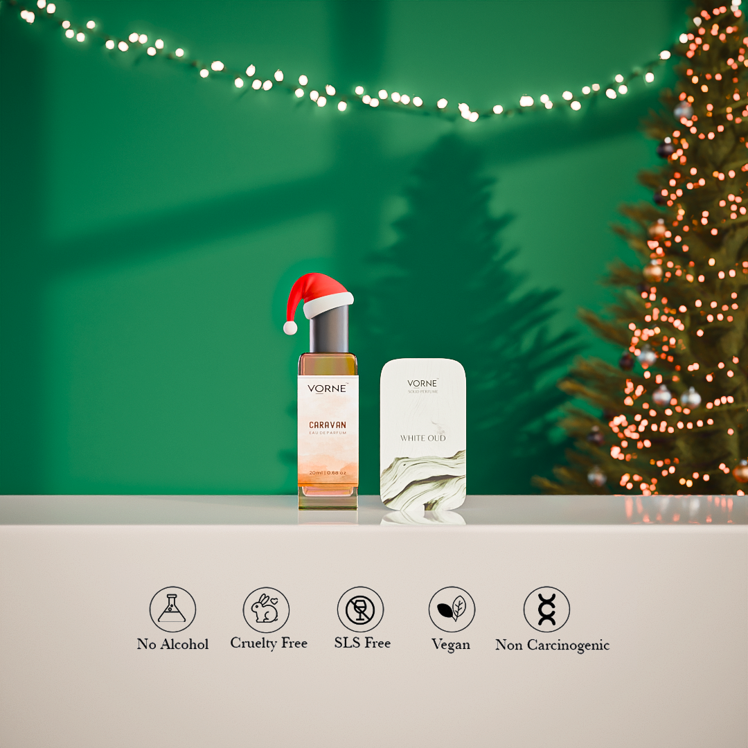 VORNE Caravan Eau De Parfum & White Oud Solid Perfume Combo | Christmas Special Edition for Men (EDP + 12g Solid Perfume)