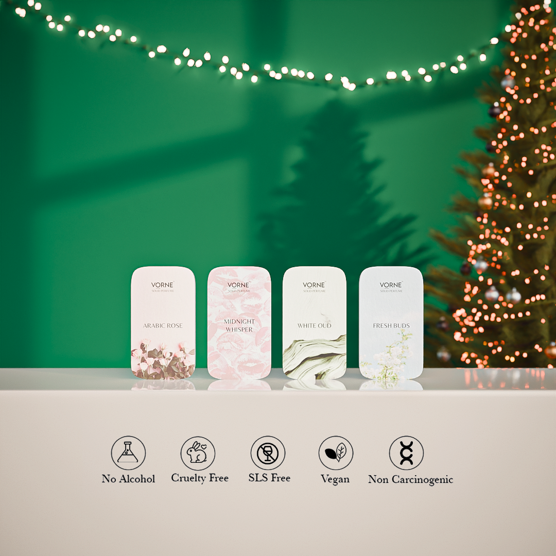 VORNE Solid Perfume Pack of 4 | Christmas Special Edition for Women (4 x 12g)