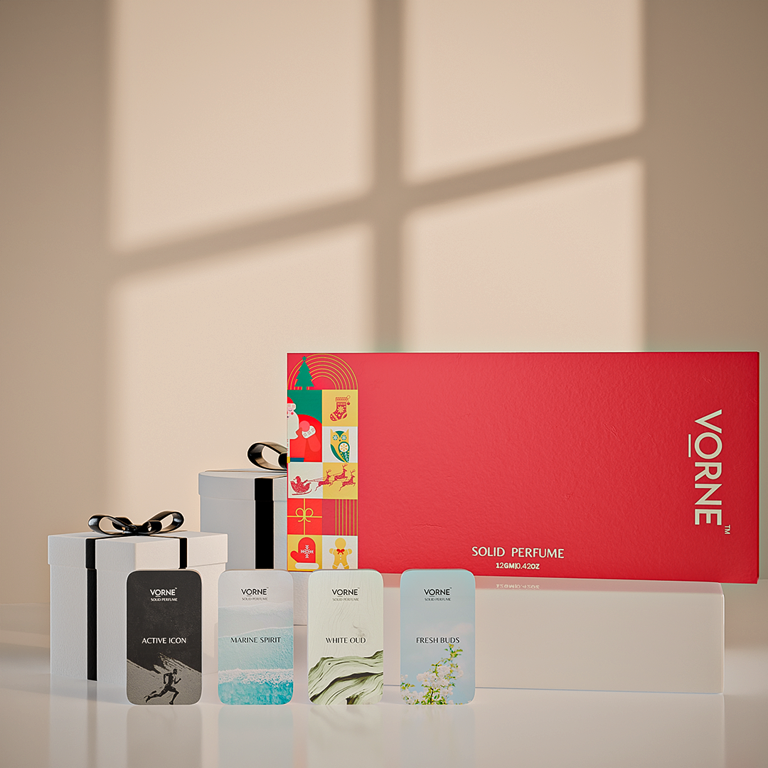 VORNE Solid Perfume for men | Gift Set for Men | Pack of 4 (4×12g)