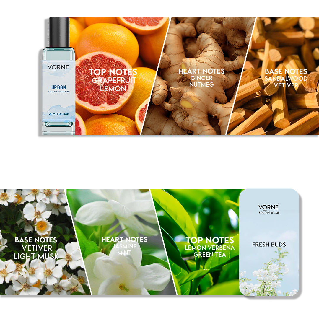 VORNE Urban Eau De Parfum & Fresh Buds Solid Perfume Combo for Men (EDP + 12g Solid Perfume)
