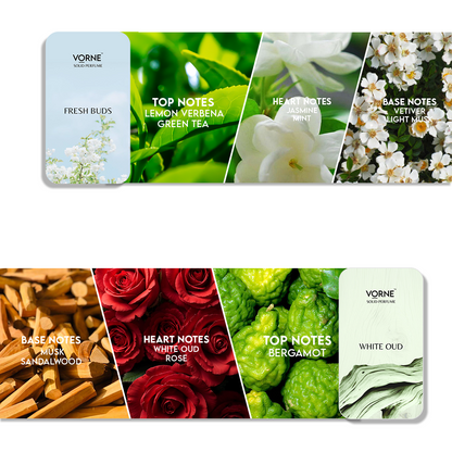 VORNE Fresh Buds & White Oud Solid Perfume Gift Set | Unisex Fragrance Combo (2 x 12g)