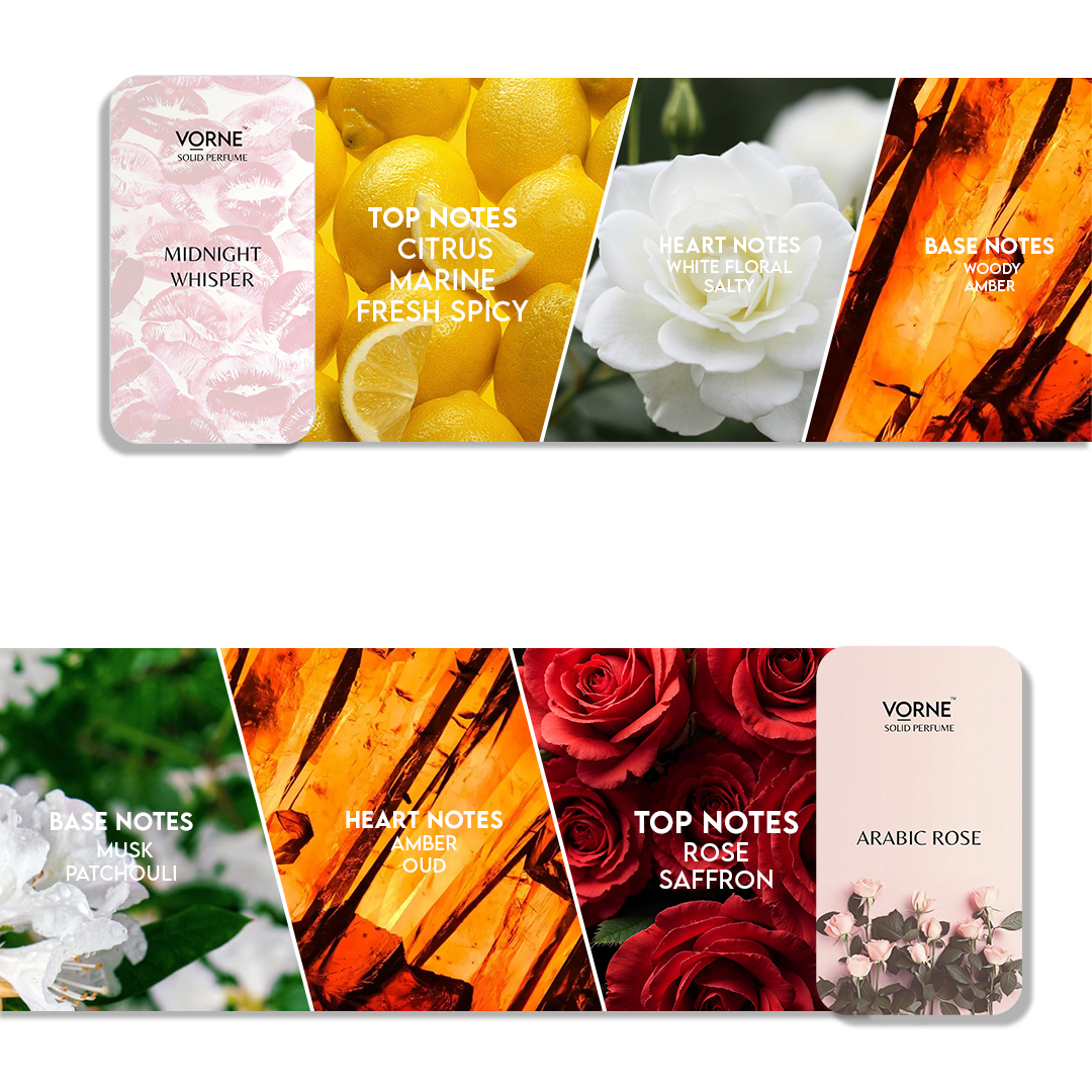 VORNE Midnight Whisper & Arabic Rose Solid Perfume Combo for Women (2 x 12g)