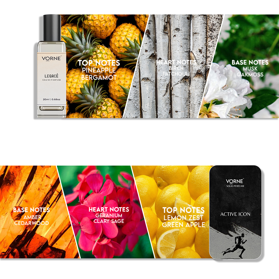 VORNE Legace Eau De Parfum & Active Icon Solid Perfume Combo for Men (EDP + 12g Solid Perfume)