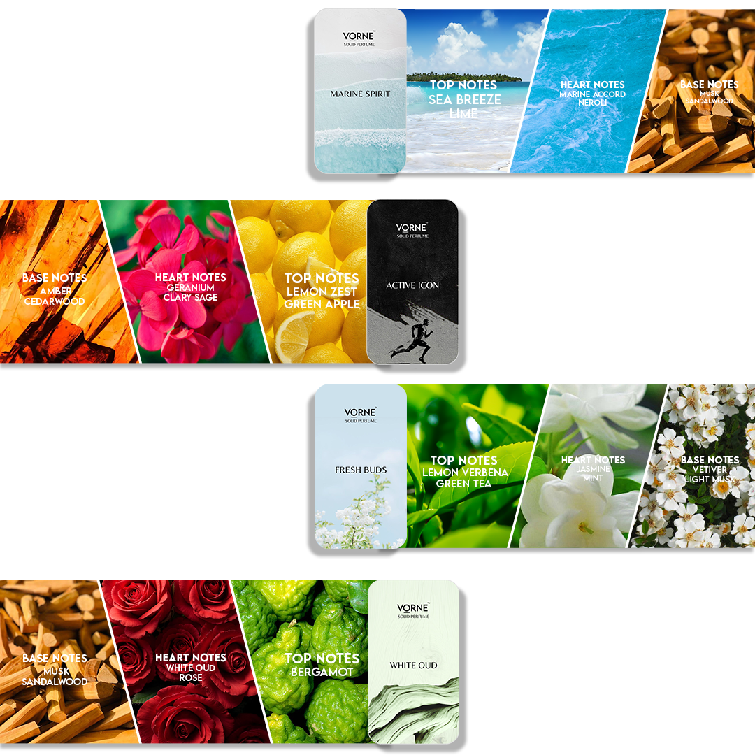 VORNE Solid Perfume for men | Gift Set for Men | Pack of 4 (4×12g)