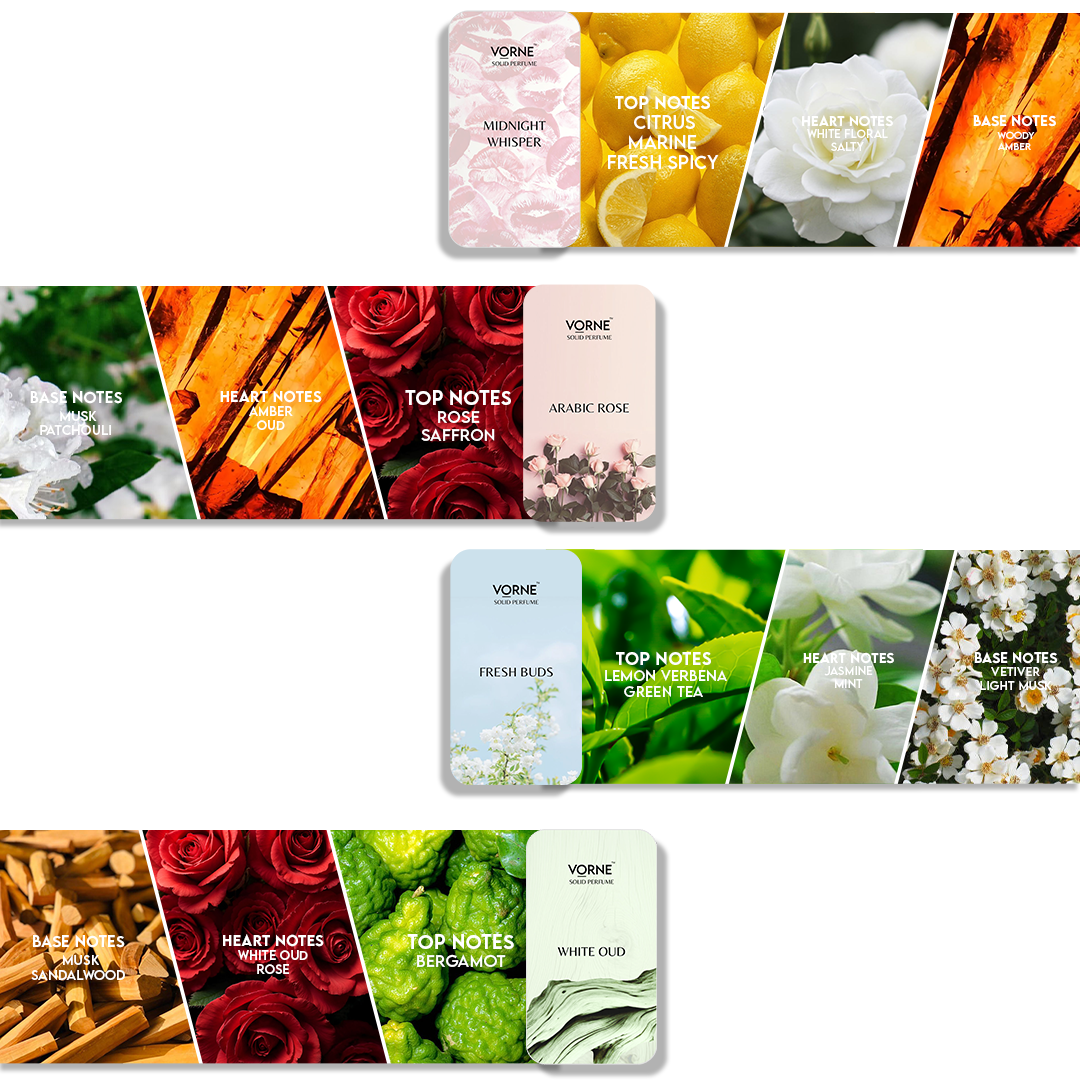 VORNE Solid Perfume Gift Set for Women | Pack of 4 Fragrances (4 x 12g)