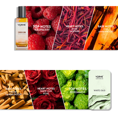 VORNE Caravan Eau De Parfum & White Oud Solid Perfume Combo for Men (EDP + 12g Solid Perfume)