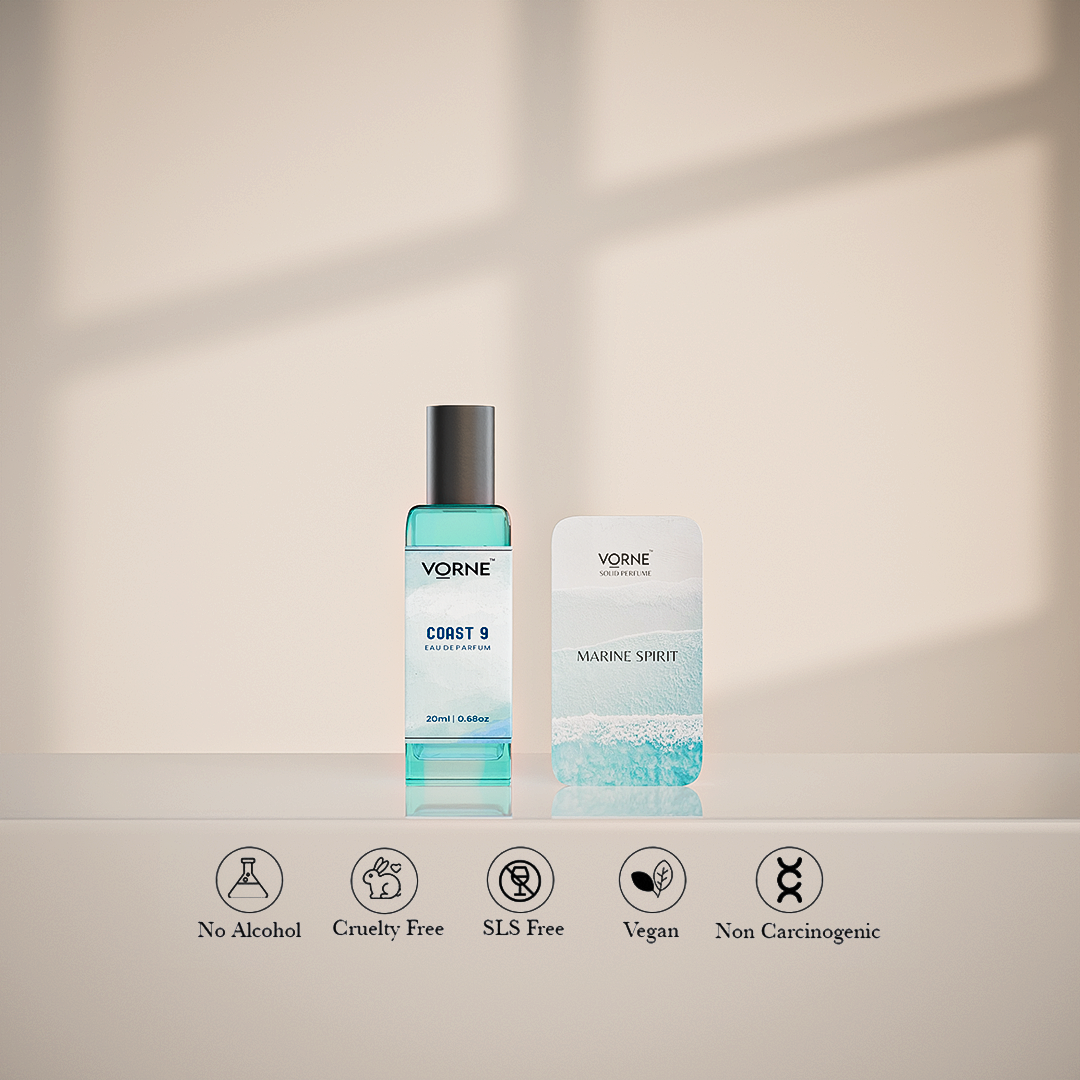 VORNE Coast 9 Eau De Parfum & Marine Spirit Solid Perfume Combo for Men (EDP + 12g Solid Perfume)