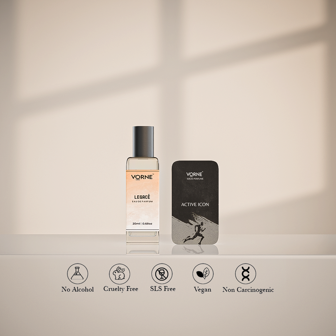 VORNE Legace Eau De Parfum & Active Icon Solid Perfume Combo for Men (EDP + 12g Solid Perfume)