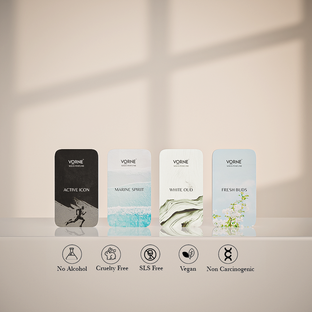 VORNE Solid Perfume for men | Gift Set for Men | Pack of 4 (4×12g)