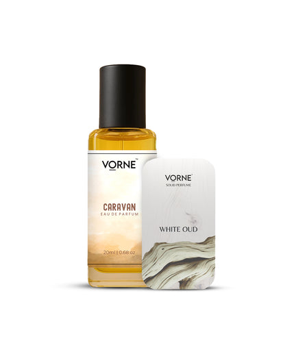 VORNE Caravan EDP and White Oud Solid Perfume Combo for Men