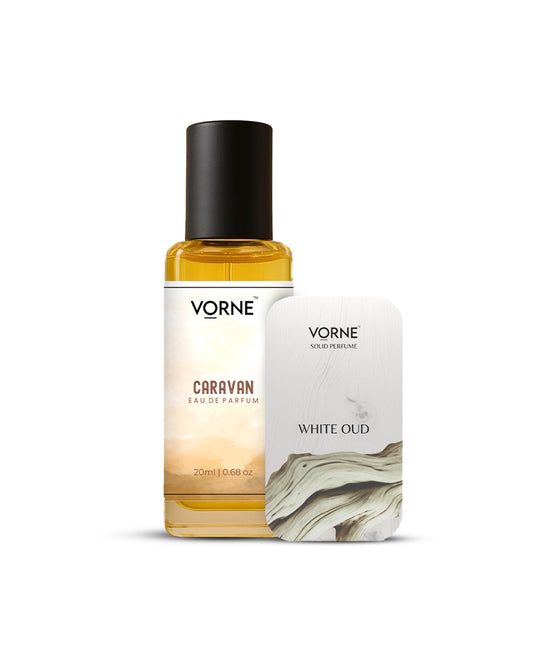 VORNE Caravan EDP and White Oud Solid Perfume Combo for Men