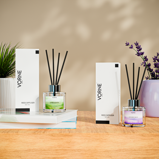 VORNE Lavender Valley + Lemongrass Reed Diffuser Set (2 x 50ml) | Natural Home Fragrance Gift Set