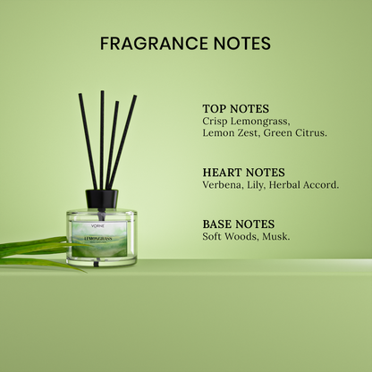Vorne Lemongrass Reed Diffuser | Fresh Citrus Natural Room Freshener