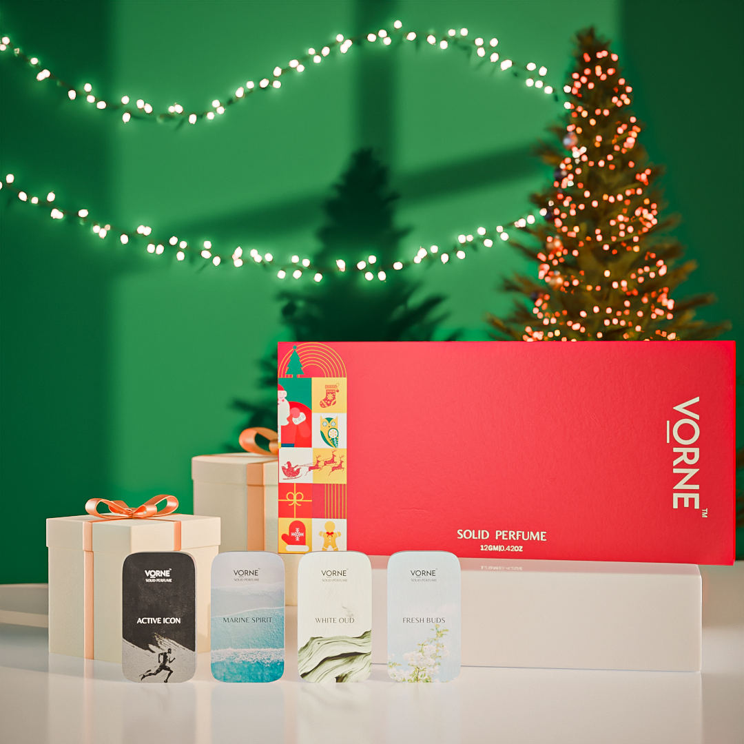 VORNE Solid Perfume Pack of 4 | Christmas Special Edition for Men (4 x 12g)