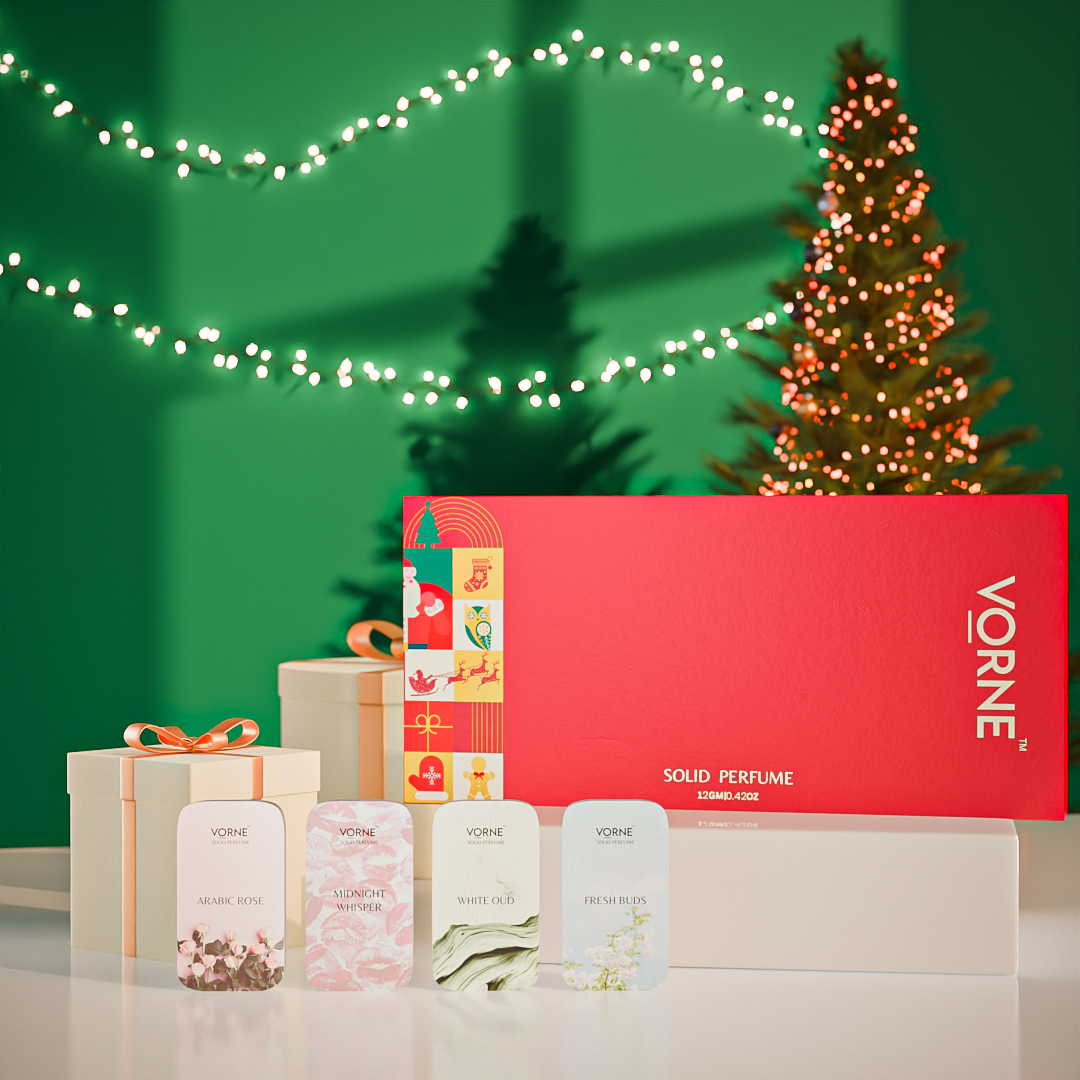 VORNE Solid Perfume Pack of 4 |  Christmas Special Edition for Women (4 x 12g)
