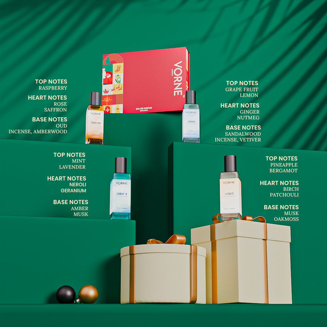 VORNE Eau De Parfum Pack of 4 | Christmas Special Edition for Men (4 x 20ml EDPs)