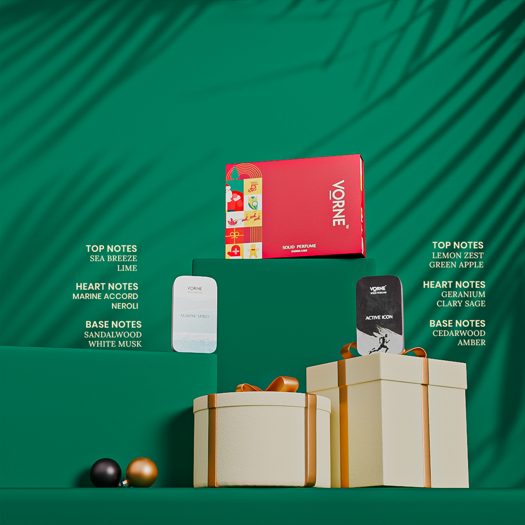 VORNE Marine Spirit & Active Icon Solid Perfume | Combo for Men (2 x 12g)