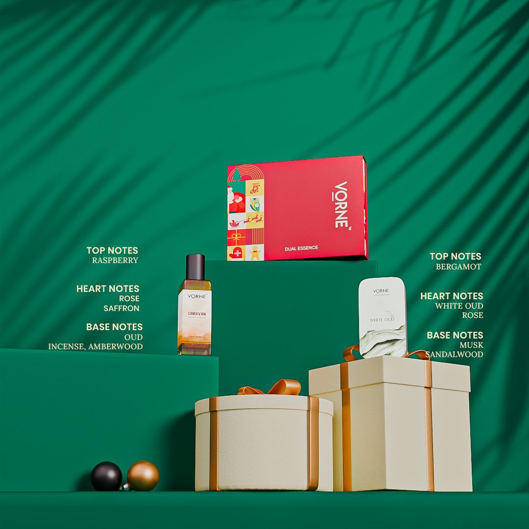 VORNE Caravan Eau De Parfum & White Oud Solid Perfume Combo | Christmas Special Edition for Men (EDP + 12g Solid Perfume)