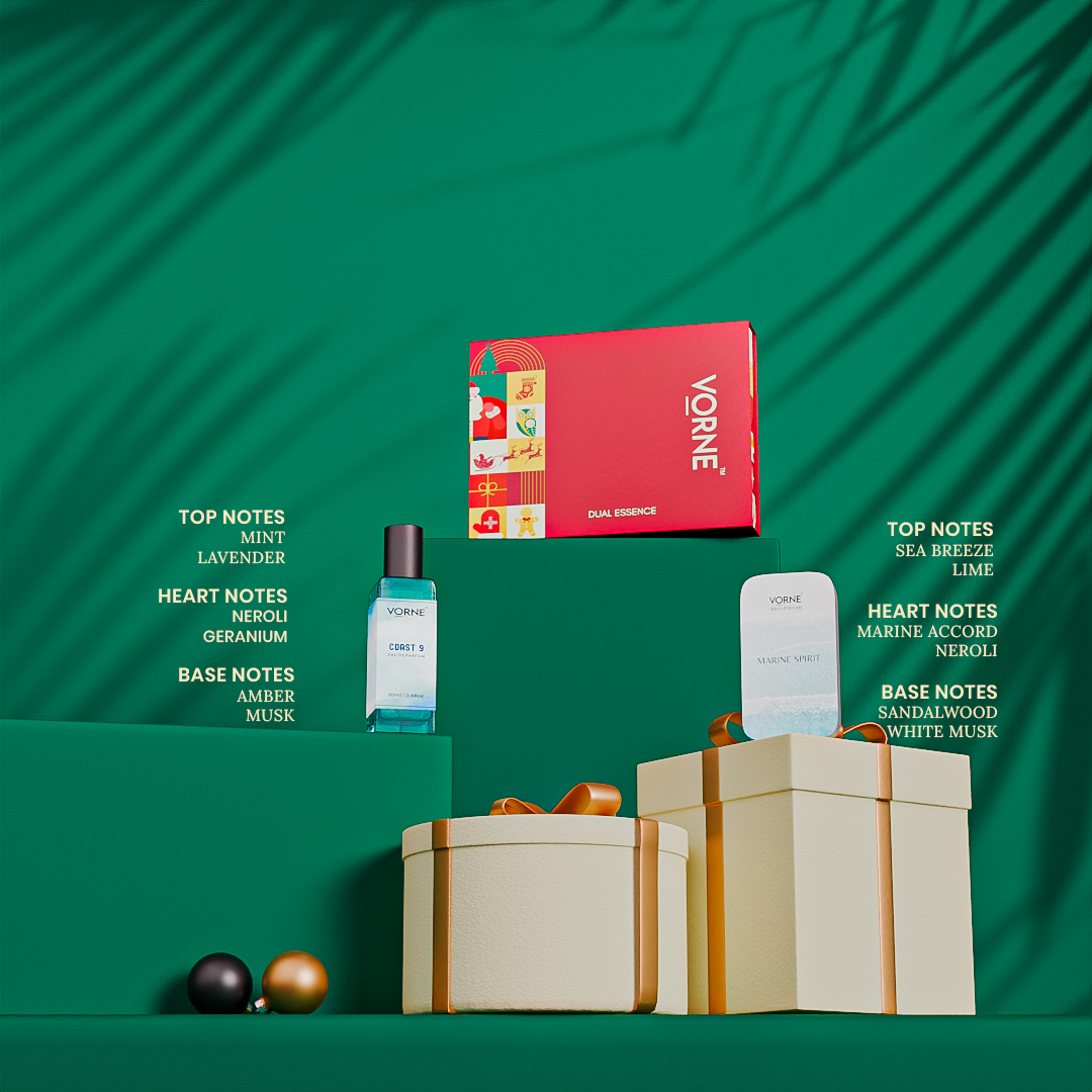 VORNE Coast 9 Eau De Parfum & Marine Spirit Solid Perfume Combo |  Christmas Special Edition for Men (EDP + 12g Solid Perfume)