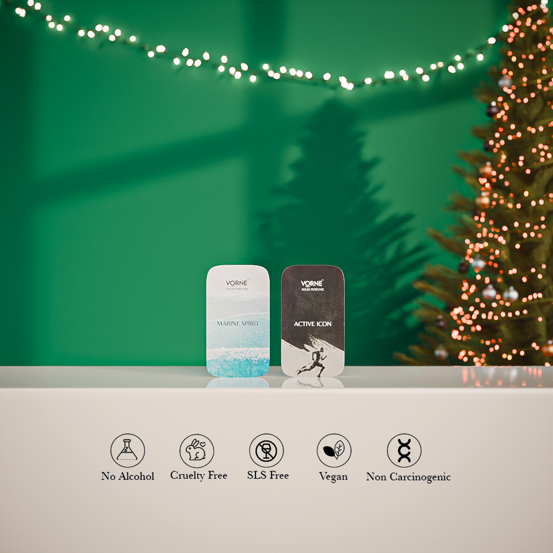 VORNE Marine Spirit & Active Icon Solid Perfume | Combo for Men (2 x 12g)