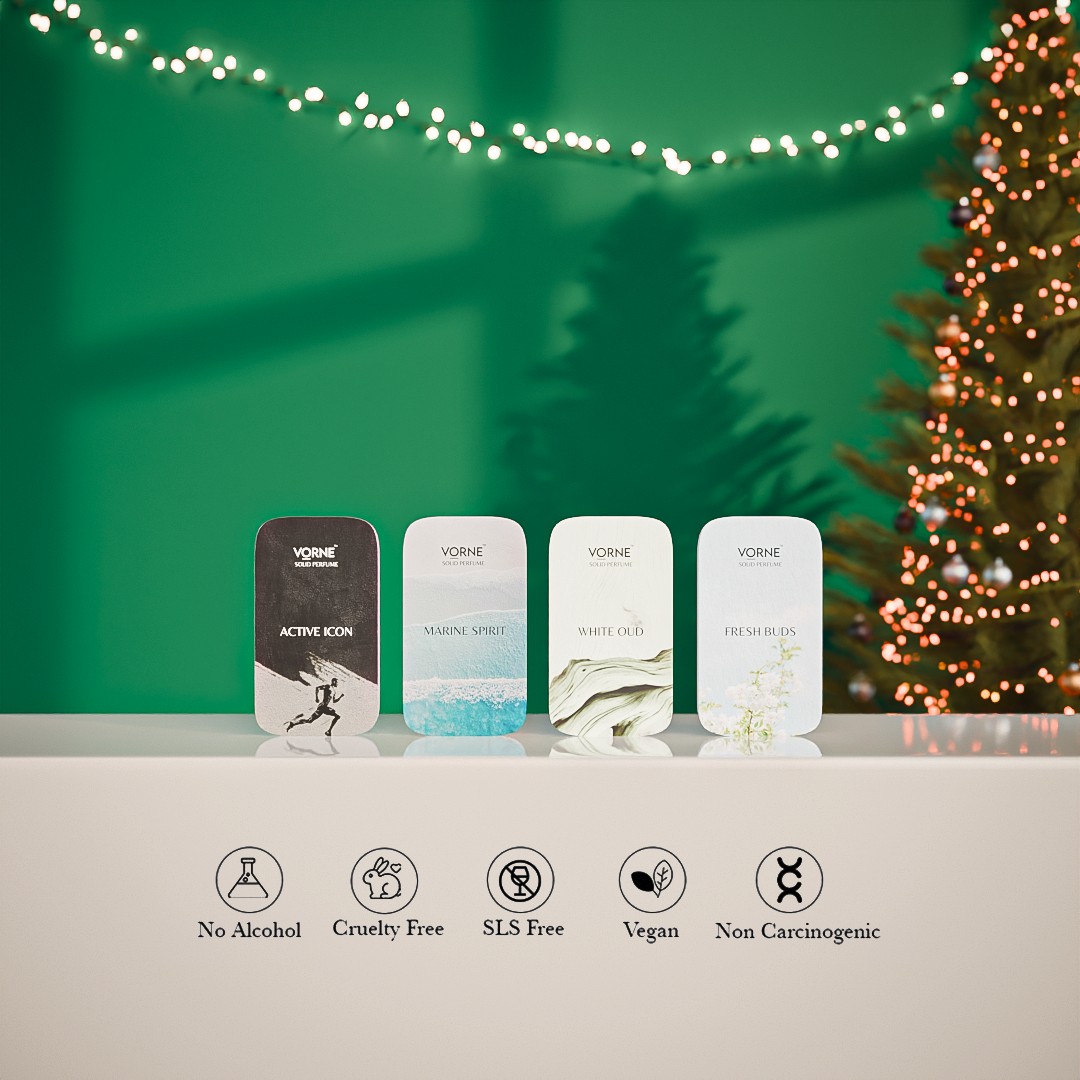 VORNE Solid Perfume Pack of 4 | Christmas Special Edition for Men (4 x 12g)