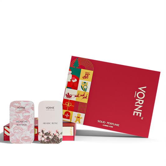 VORNE Midnight Whisper & Arabic Rose Solid Perfume Combo |  Christmas Special Edition for Women (2 x 12g)