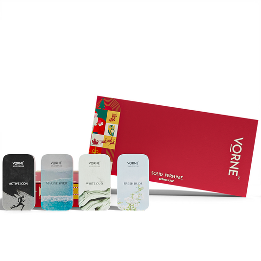VORNE Solid Perfume Pack of 4 | Christmas Special Edition for Men (4 x 12g)