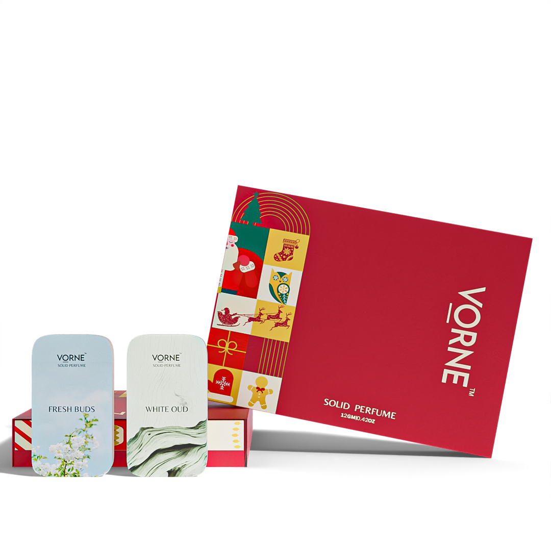 VORNE Fresh Buds & White Oud Solid Perfume Combo | Christmas Special Edition for Men & Women (2 x 12g)