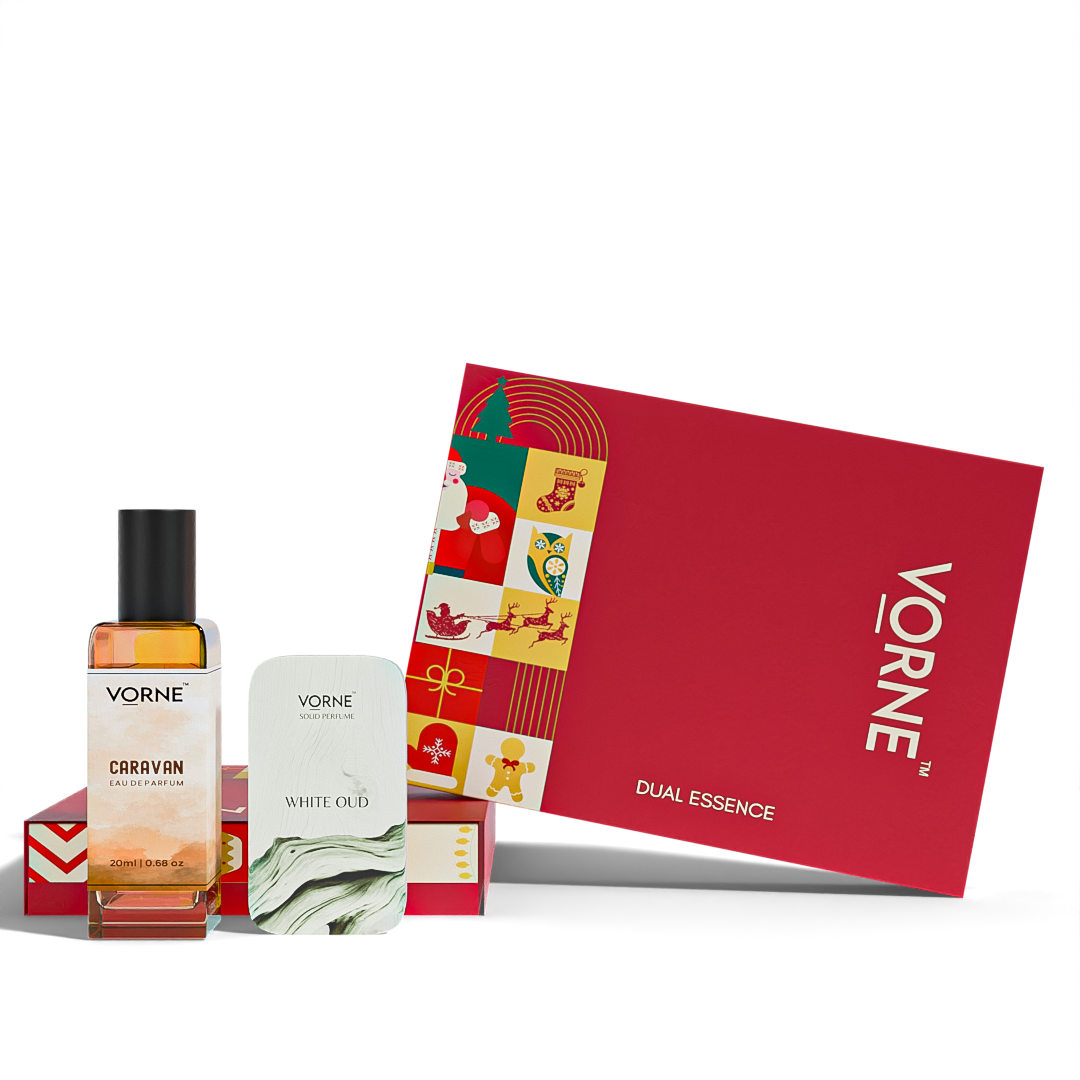VORNE Caravan Eau De Parfum & White Oud Solid Perfume Combo | Christmas Special Edition for Men (EDP + 12g Solid Perfume)