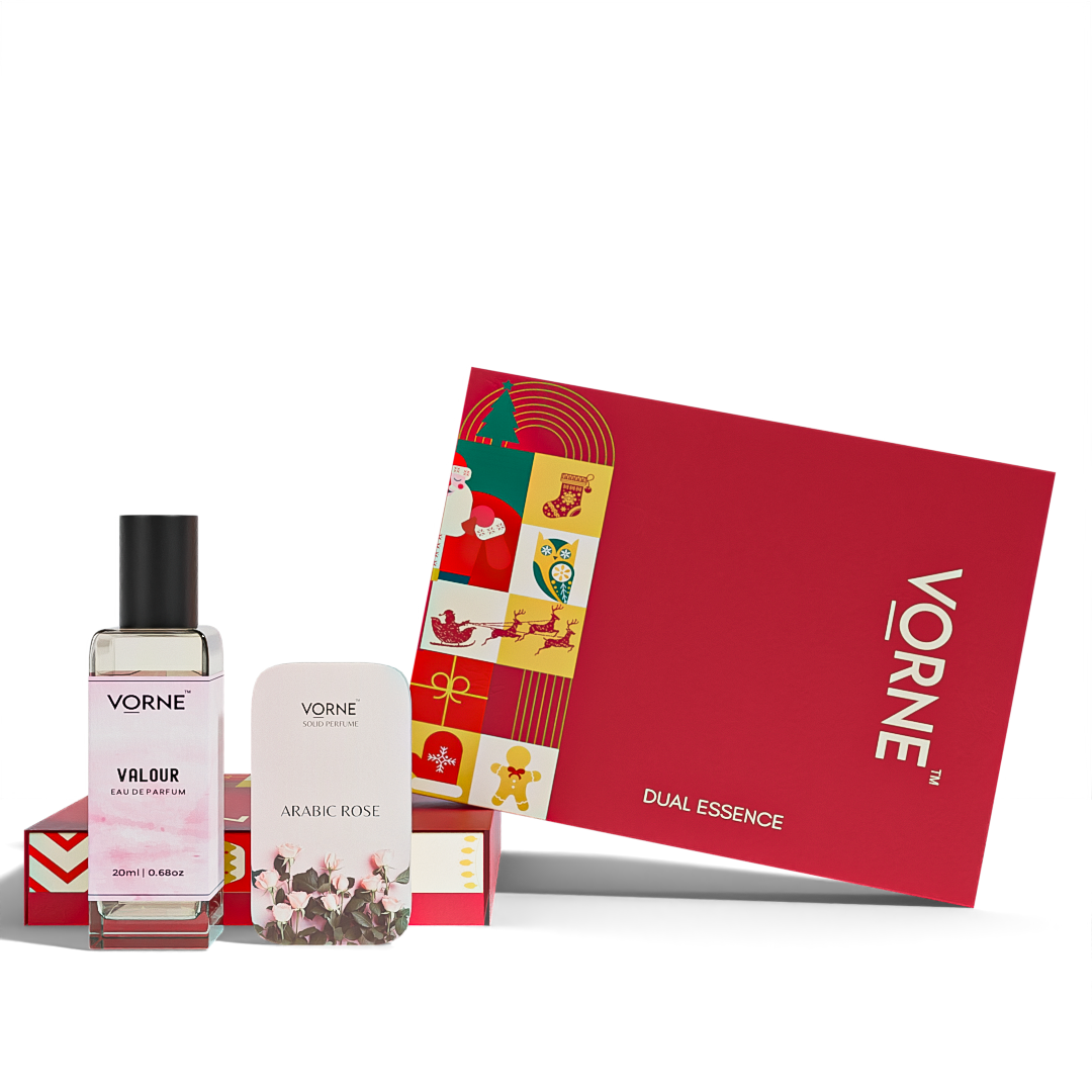 VORNE Valour Eau De Parfum & Arabic Rose Solid Perfume Combo | Christmas Special Edition for Women (EDP + 12g Solid Perfume)